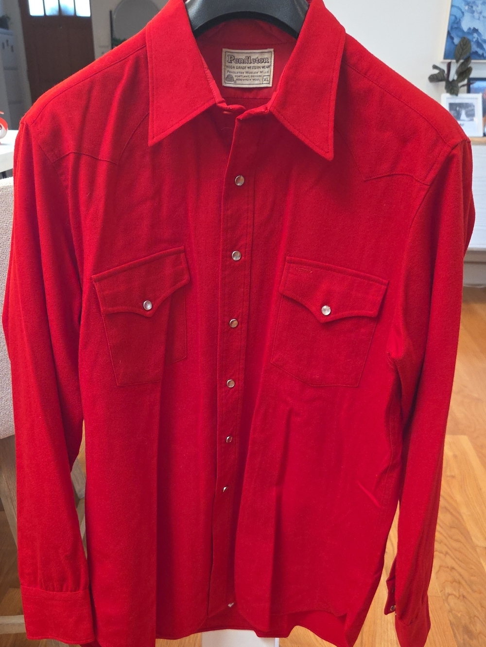 Pendleton Women's Bright Red 100% Wool Snap Button LS Western Shirt (XL)